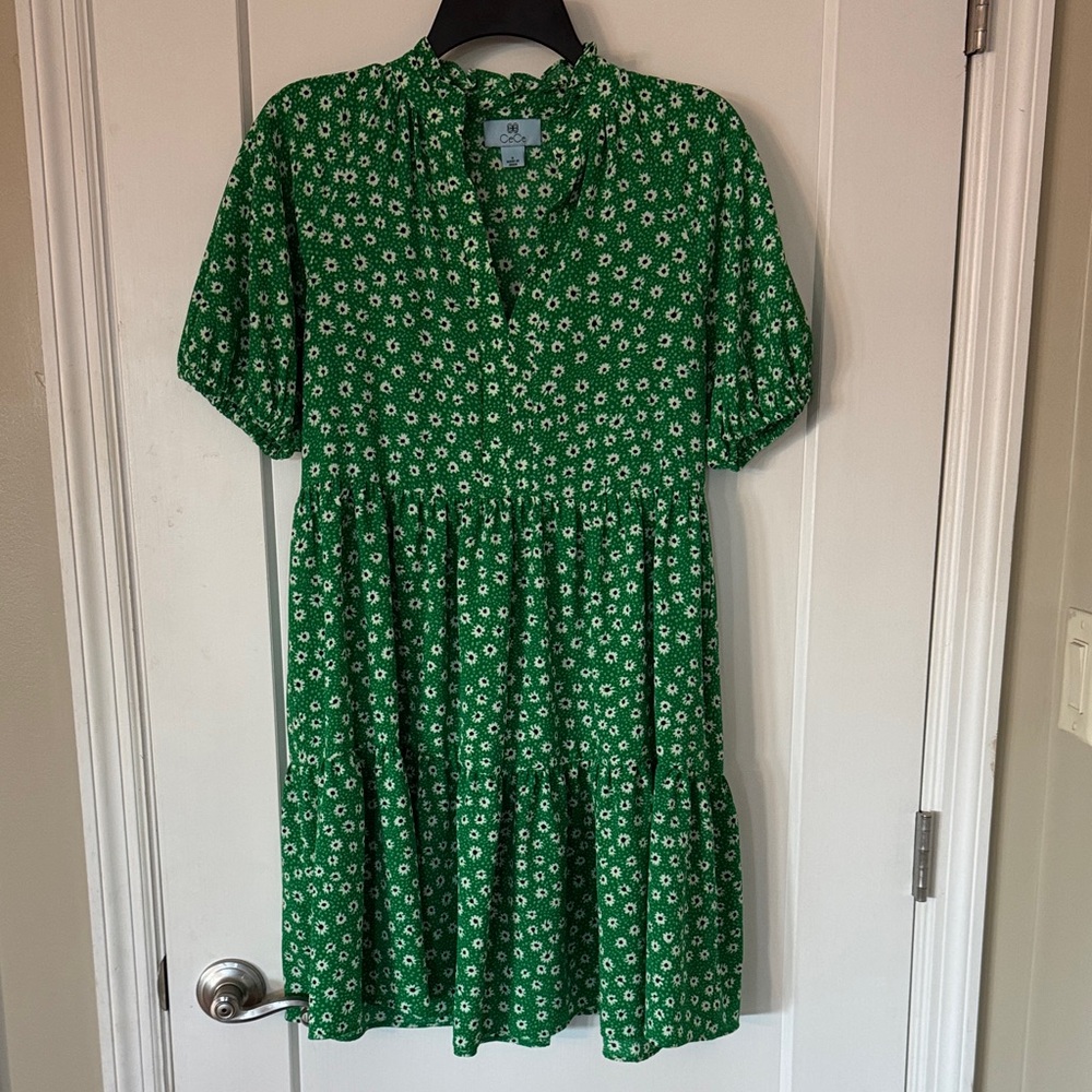 CeCe Green Floral Dress